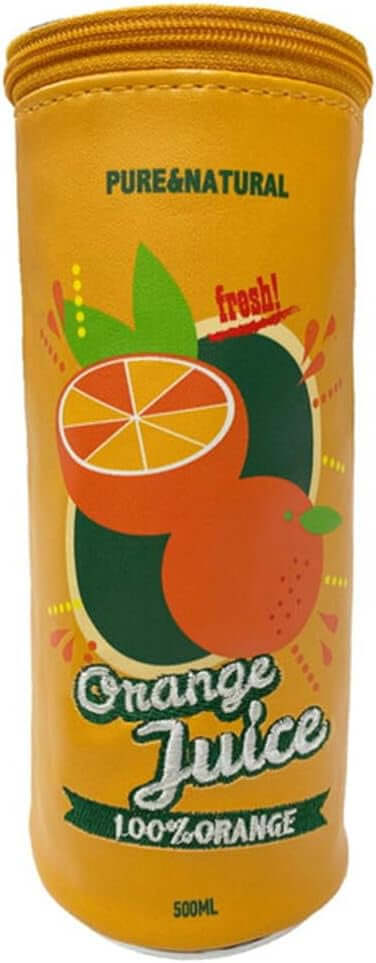Yup! Canned Orange Juice Zipped Pouch, orange juice design, zipped closure, soft-touch, multi-functional organizer for pens or snacks.