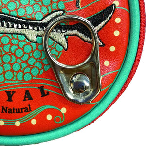 Decorative detail of Yup! Caviar Zipped Pouch with vibrant design and metal pull tab.
