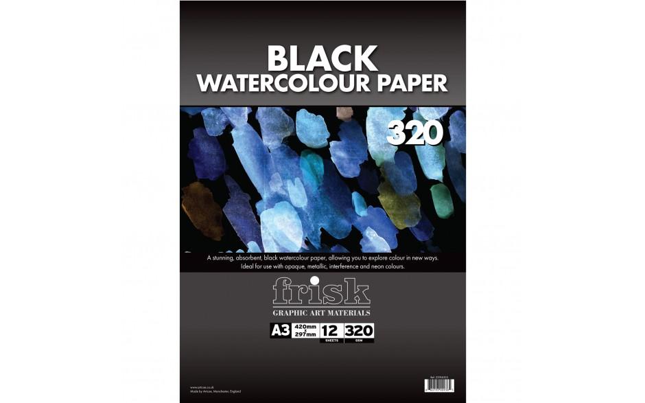 Frisk Black Watercolour Paper Pad 320gsm 12sheets