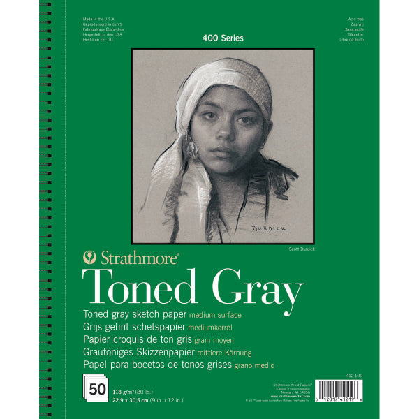 Strathmore 400 Toned Gray Sketch Pad 9 x 12" 50 Sheets