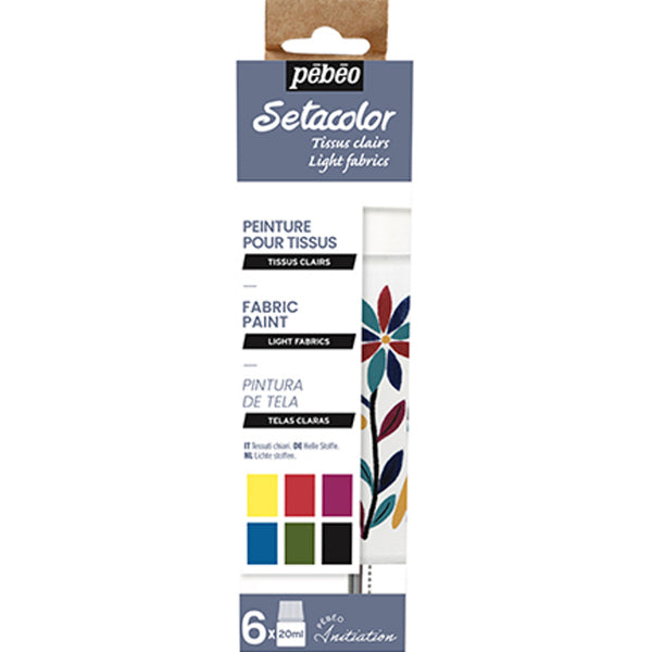 Setacolour Matt Light Fabric Paint Initiation Set - 6 x 20ml