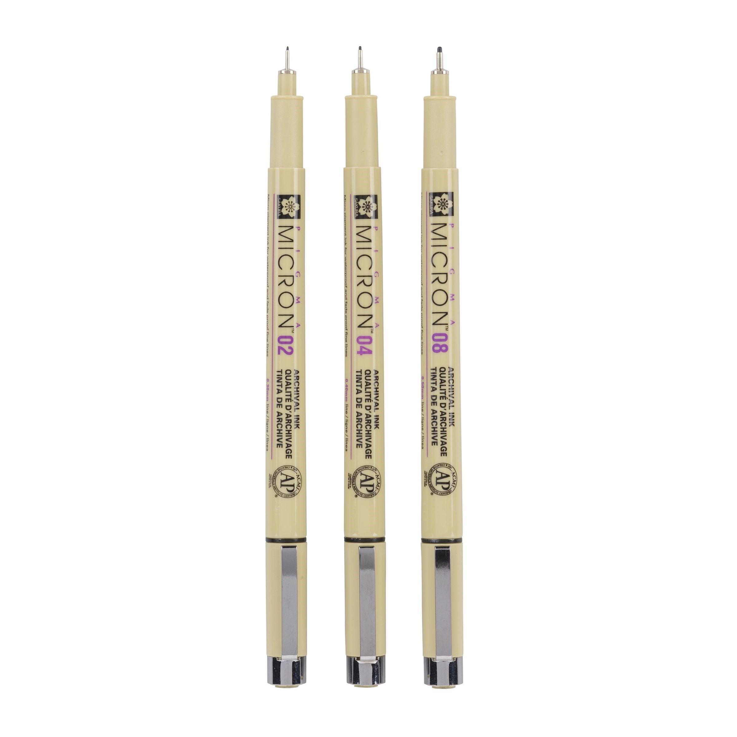 Pigma Micron fineliner set | 3 pens, 0.3 mm + 0.4 mm + 0.5 mm, black