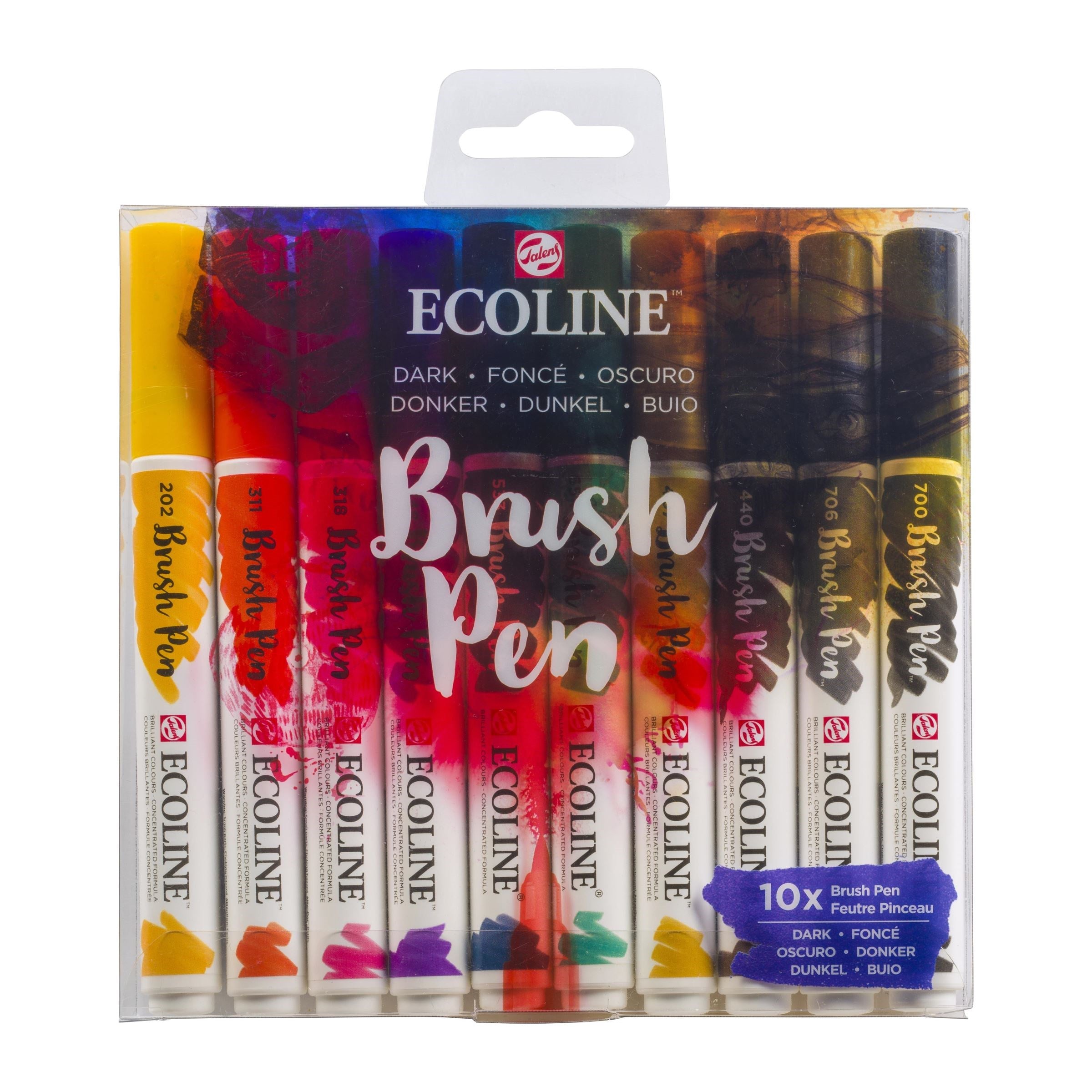 Ecoline Brush pen set Dark | 10 colours