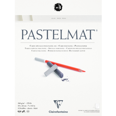 Clairefontaine White Pastelmat Pad No3, 18x24cm, 360g, 12 Sheets
