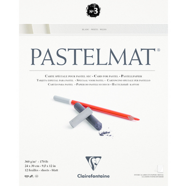 Clairefontaine White Pastelmat Pad No3, 24x30cm, 360g, 12 Sheets