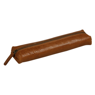 Flying Spirit Congnac Leather Small Pencil Case - Light Brown