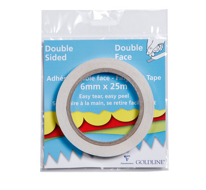 Goldline Double Sided Fingerlift Tape 6mmx25m - White