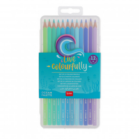 Legami Set Of 12 Colouring Pencils - Live Colourfully - Cyan