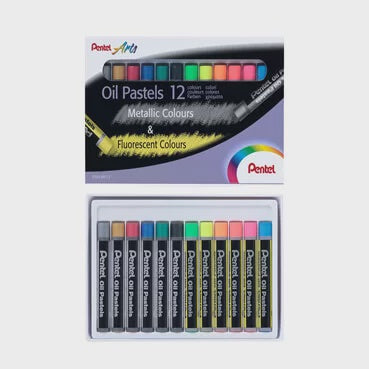 Pentel Metallic & Fluorescent Oil Pastels 12