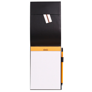 Rhodia Black ePURE Notepad Cover & Pen Holder + Pad N°16, Squared 5x5