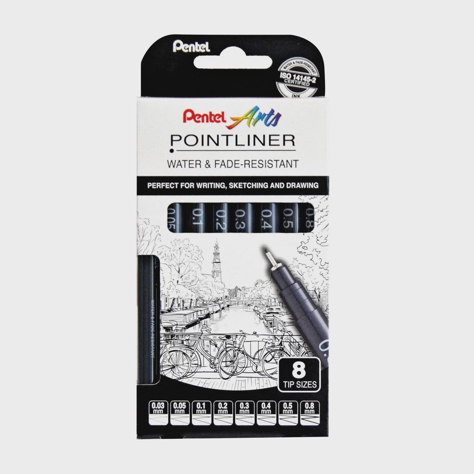 Pentel Pointliner 8-piece cardboard pack