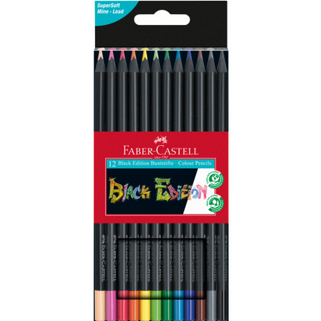 Faber-Castell Black Edition colour pencils, cardboard box of 12