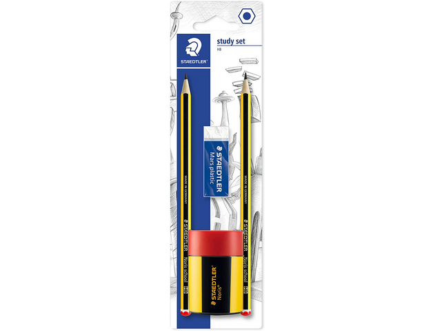 Noris School Pencil 121 - Blister Of 2 Hb, 1 Eraser & 1 Tub Sharpener