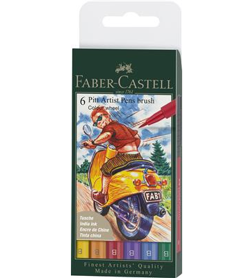 PITT Artist Brush Pen Set - 6 Colour Wheel - Faber Castell