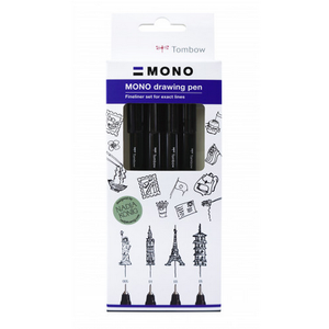 Tombow Mono Drawing Pen Fine Set, 4pcs