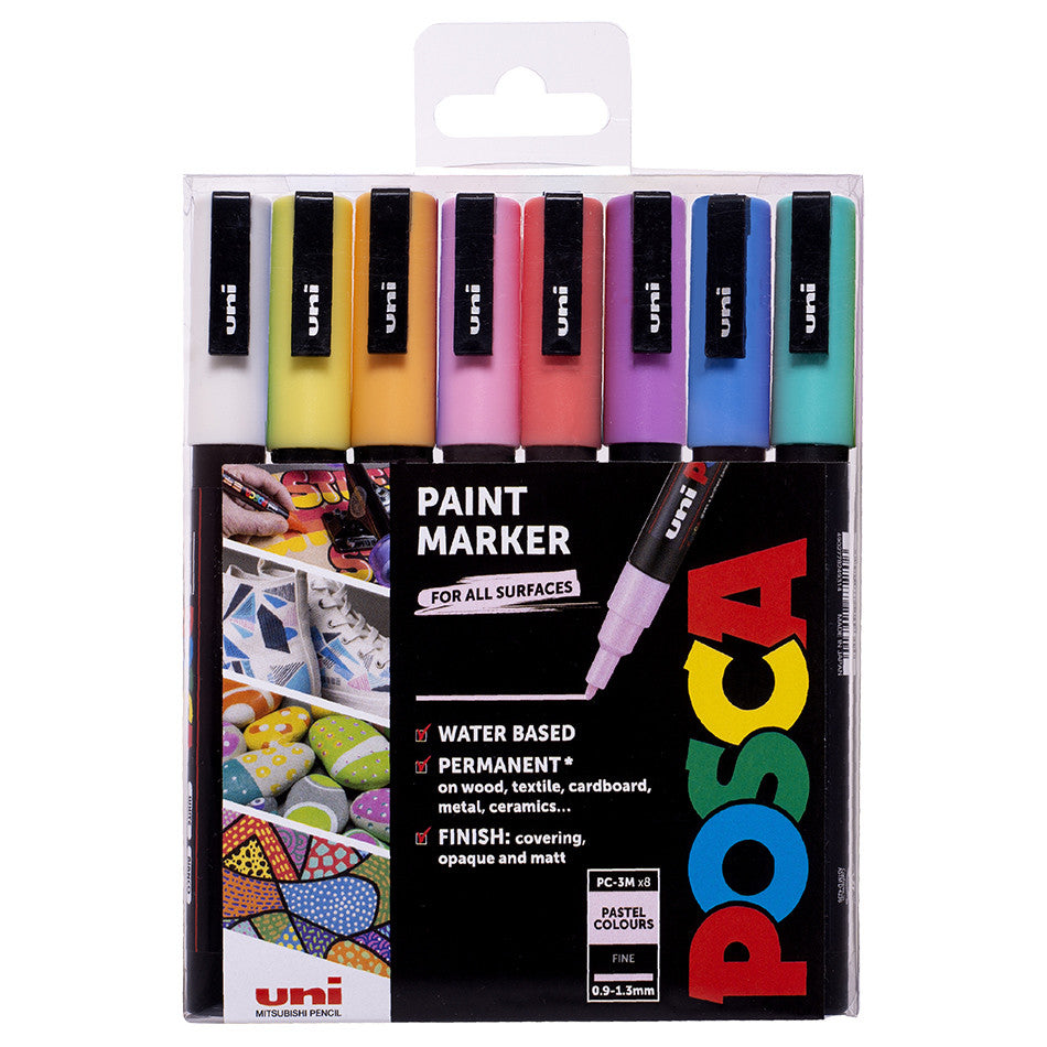 Uni POSCA Marker Pen PC-3M Fine Set of 8 Pastels