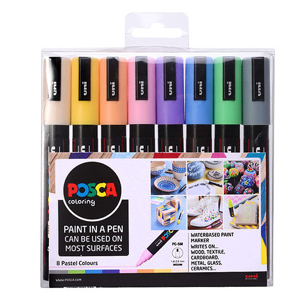 Uni POSCA Marker Pen PC-5M Medium Set of 8 Pastels