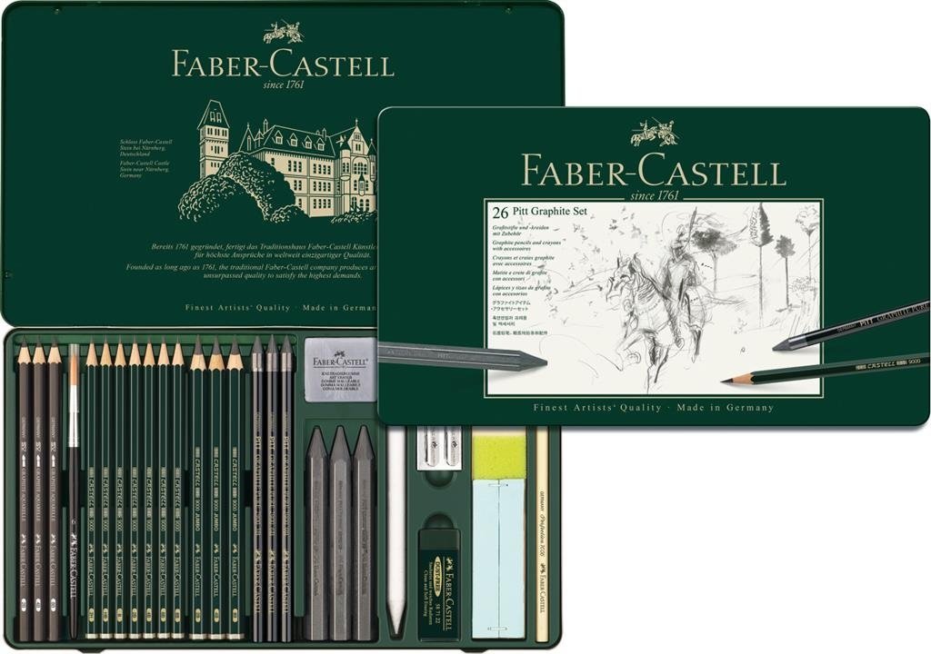 Faber Castell PITT Monochrome Set Tin of 26 pieces