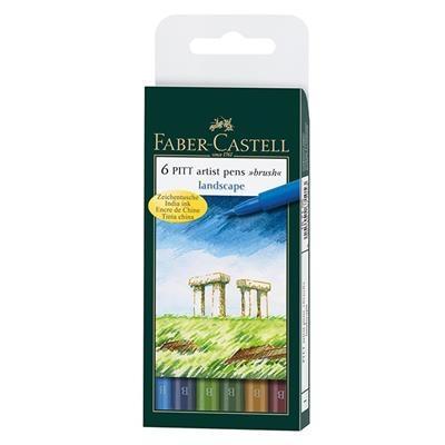 PITT Artist Pen Brush Wallet of 6 Landscape by Faber Castell