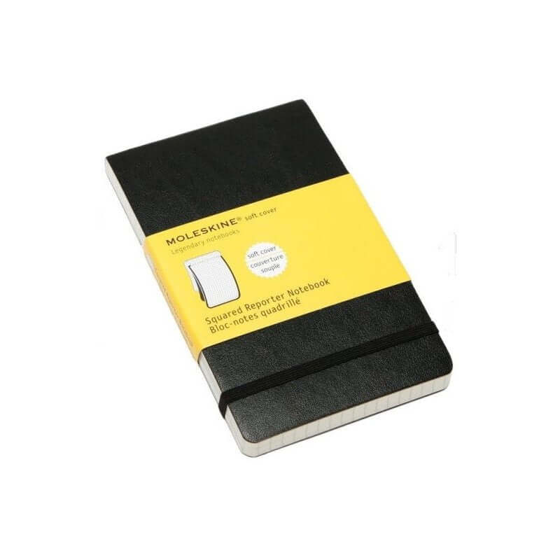 Moleskine Squared Black Reporter Notebook Pocket soft cover