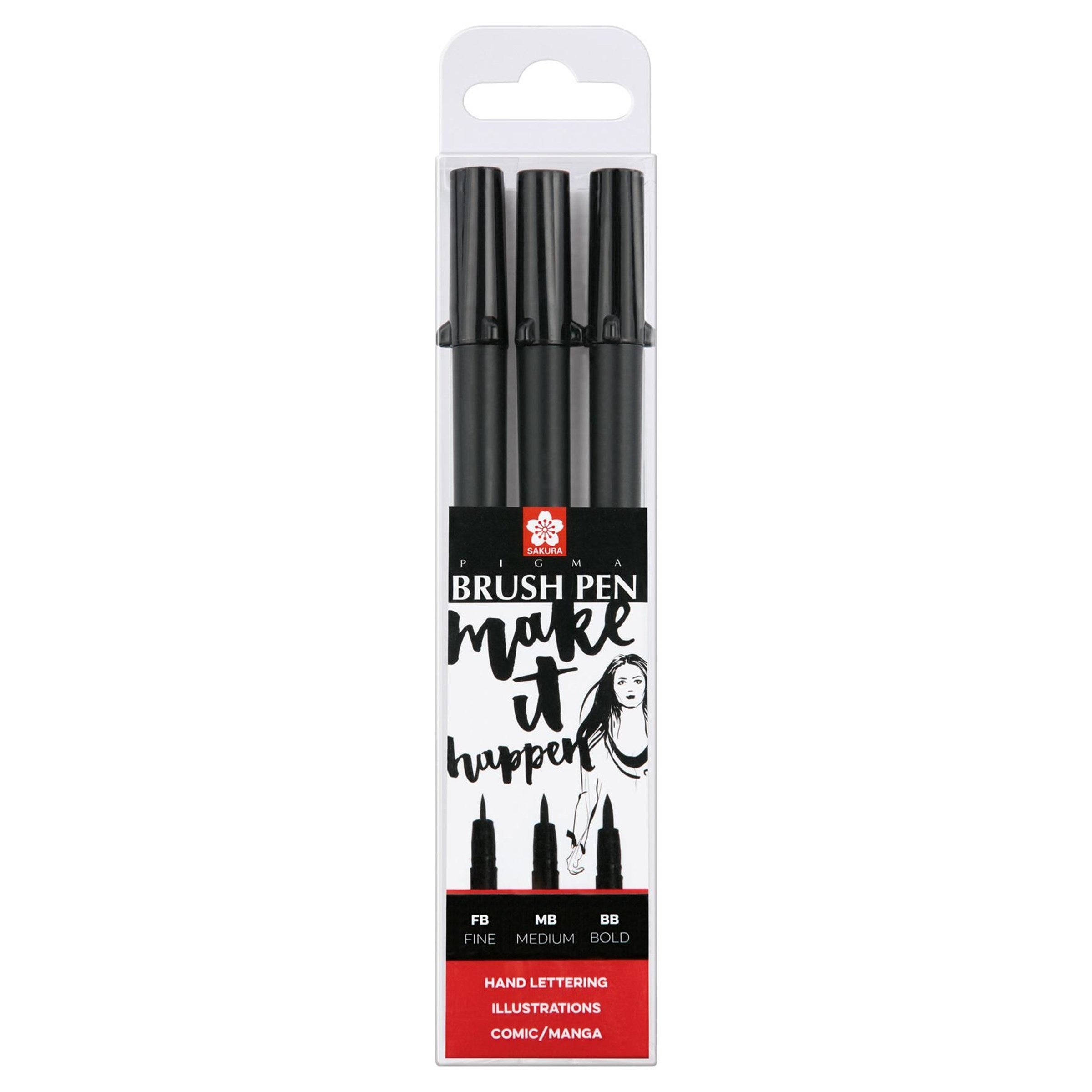 Pigma Brush Pen set | 3 sizes, black