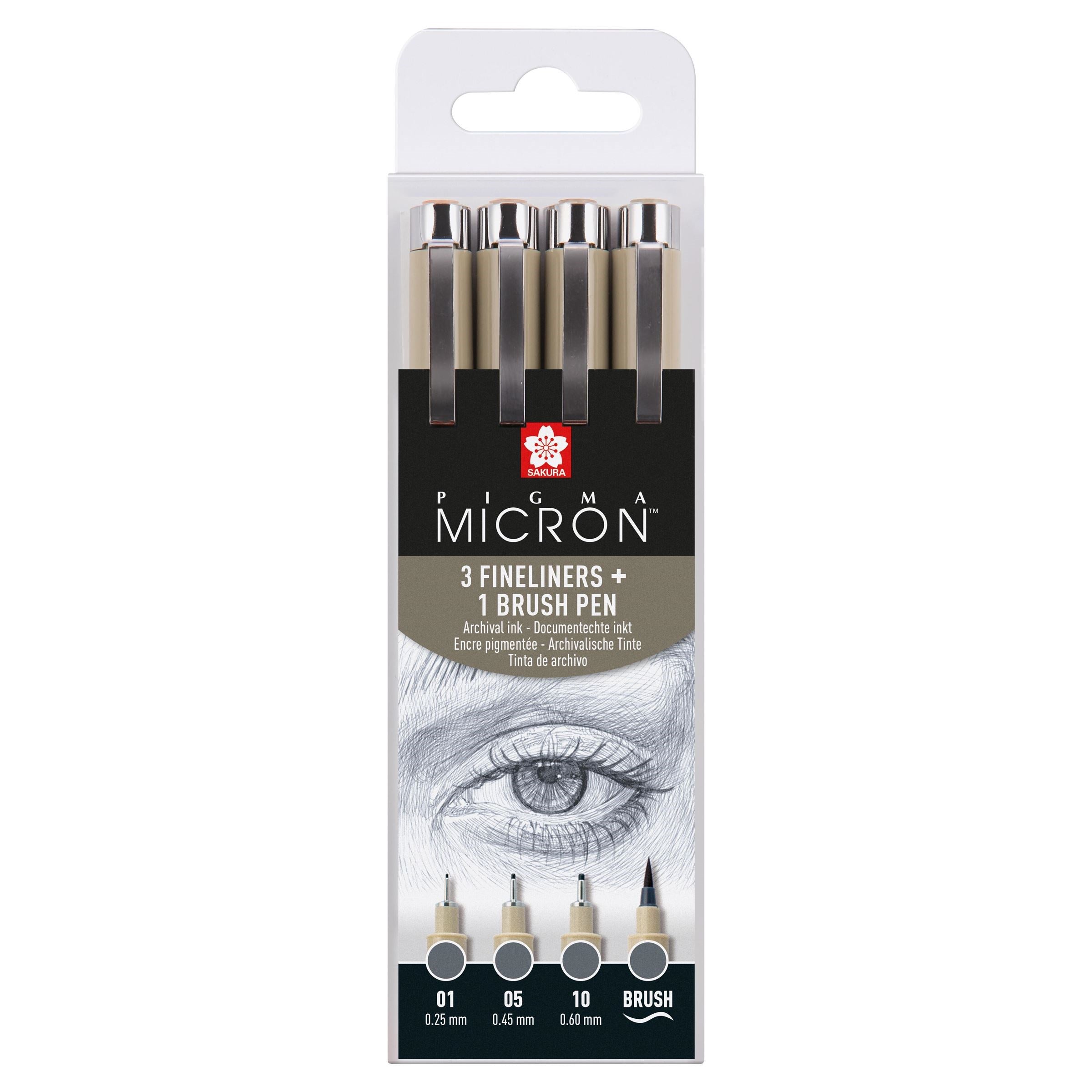 Pigma Micron fineliner set | 4 sizes, Cool Gray