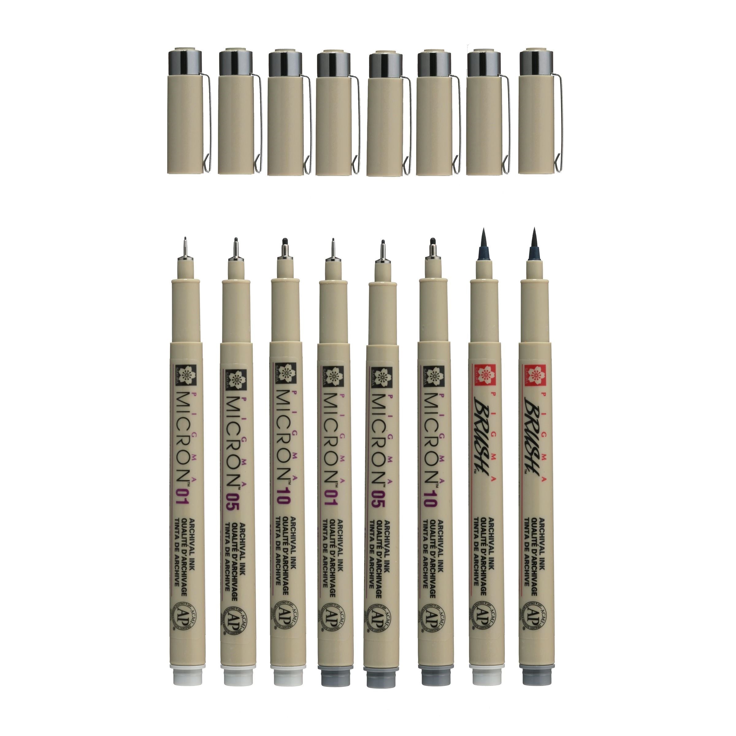 Pigma Micron fineliner set | 8 pens, Light Cool Gray & Cool Gray