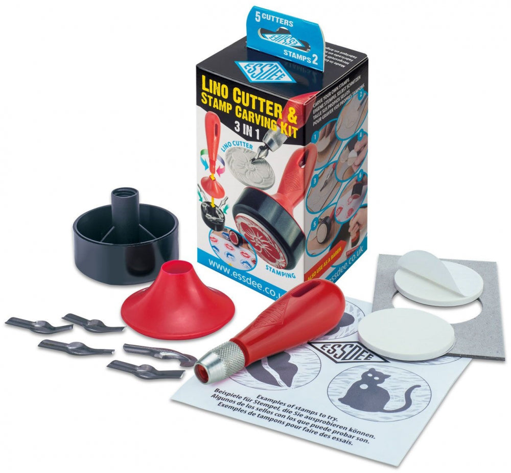 LINO CUTTING STAMP CARVING SET - HANDLE & 5 CUTTERS