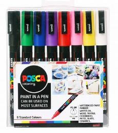 Uni POSCA Marker Pen PC-3M Fine Set of 8 Assorted